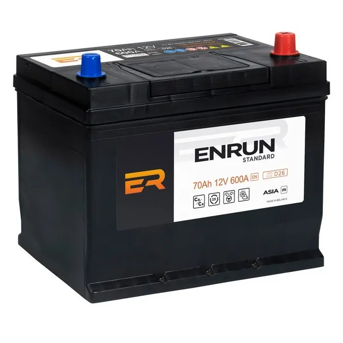 Аккумулятор ENRUN JIS Standart 70 Ач Обратная R+ 261x175x225 EN600 А