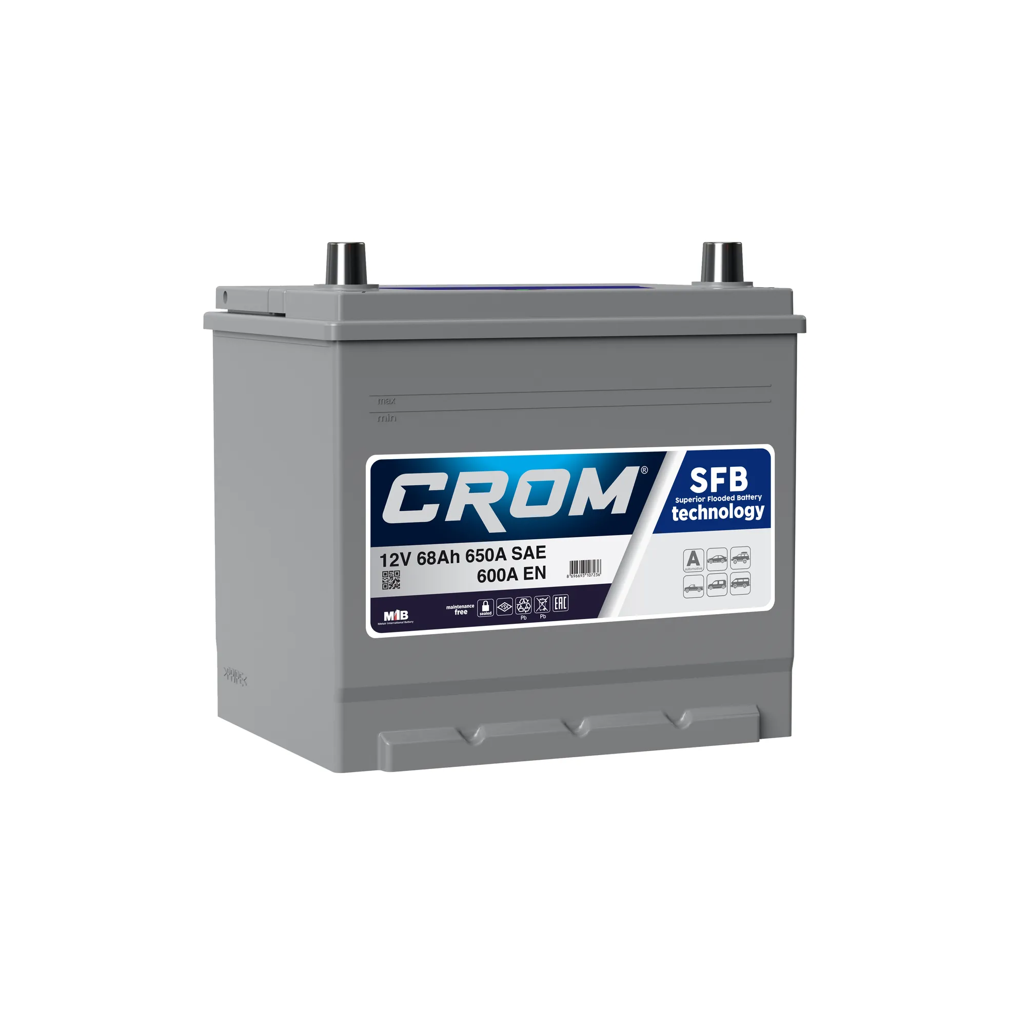 Аккумулятор CROM 68 Ач Прямая 232x173x225 EN600 А