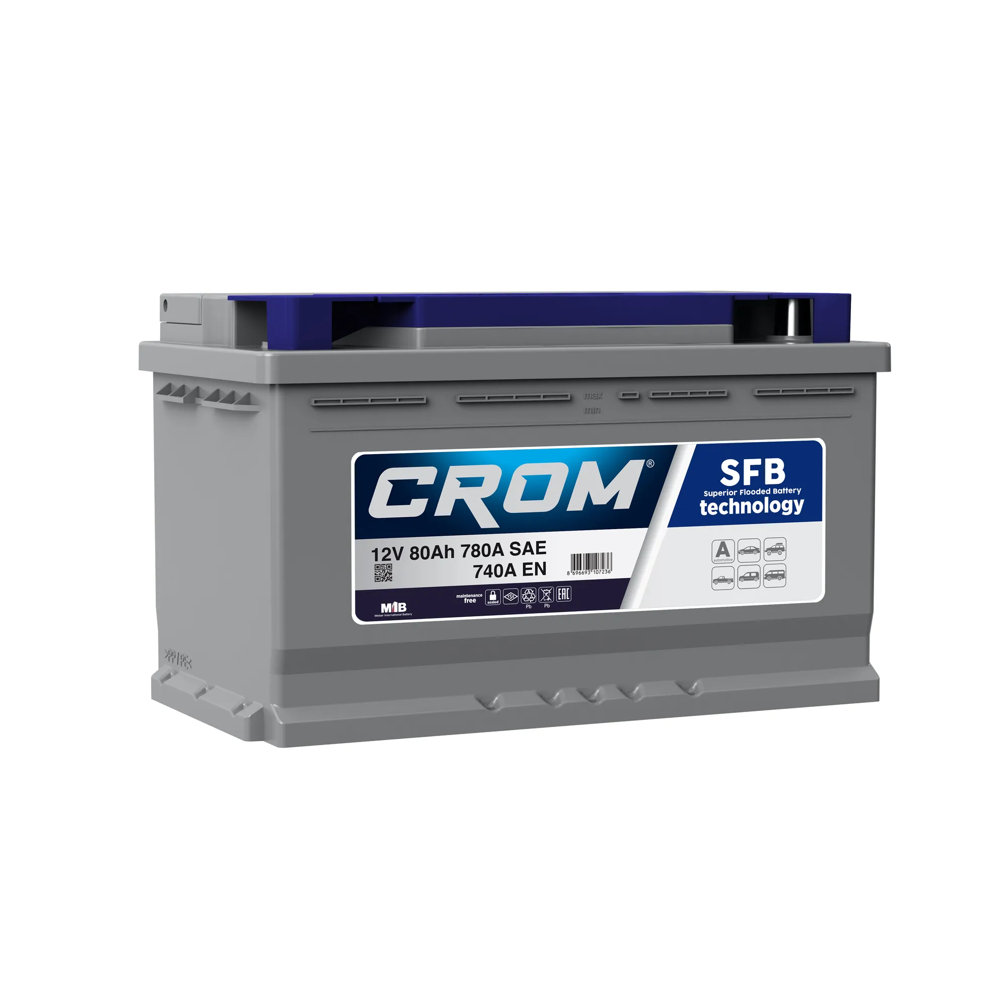 Аккумулятор CROM 80 Ач Обратная 315x175x190 EN740 А