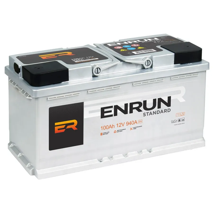 Аккумулятор ENRUN Standart 100 Ач Обратная R+ 353х175х190 EN940 А