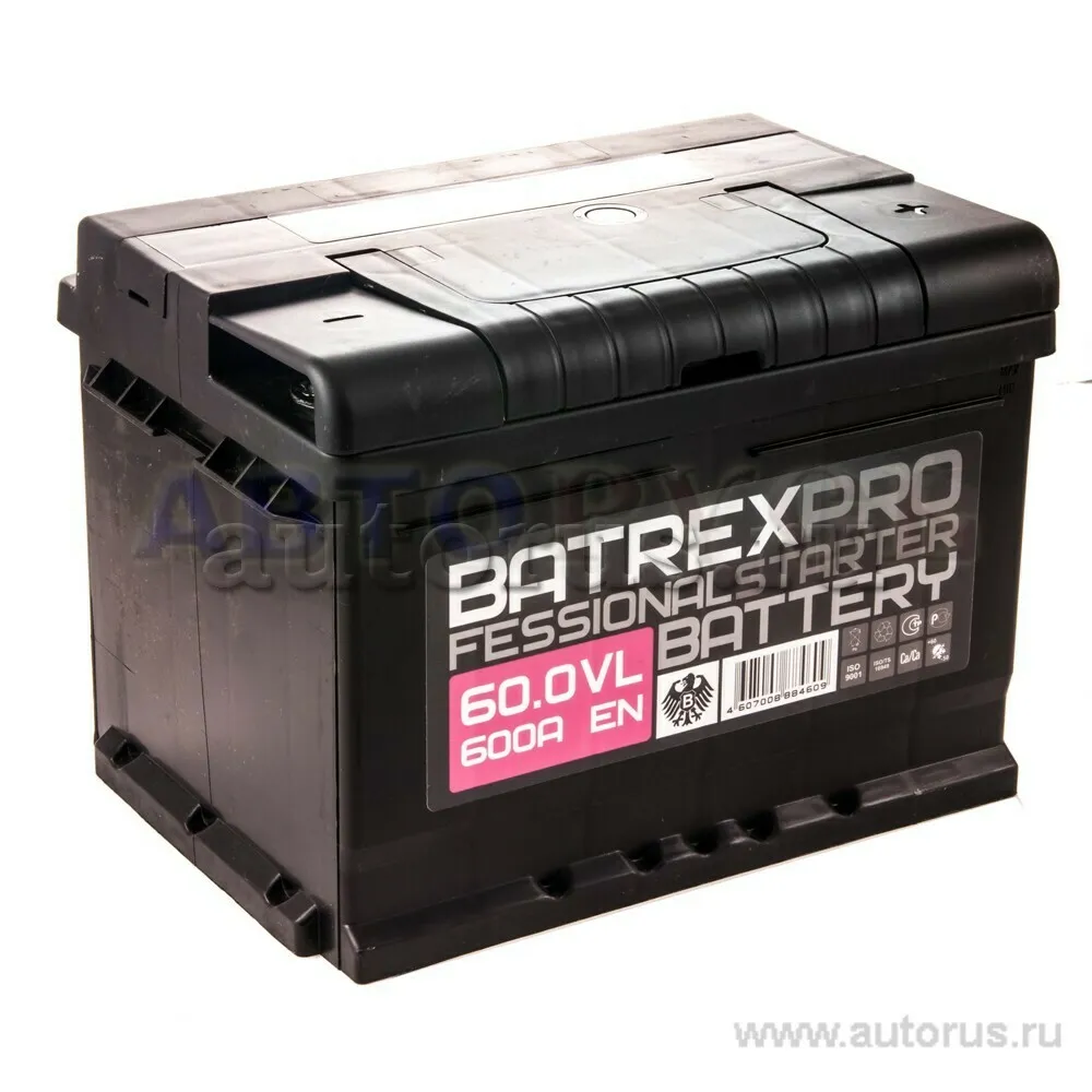 Аккумулятор BATREX STANDART 60 Ач обратная R+ EN 600A, 242x175x175 6СТ-60.0 EN600 6СТ-60.0 LN