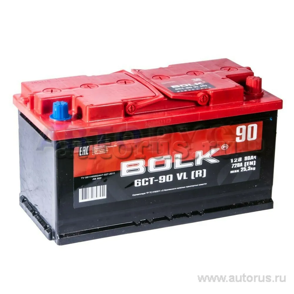 Аккумулятор BOLK Standart 90 Ач обратный R+ 353x175x190 L5 EN 720 А