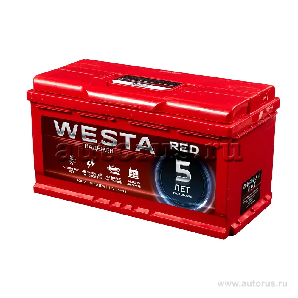 Аккумулятор WESTA RED 100 Ач Прямая 353x175x190 EN910 А