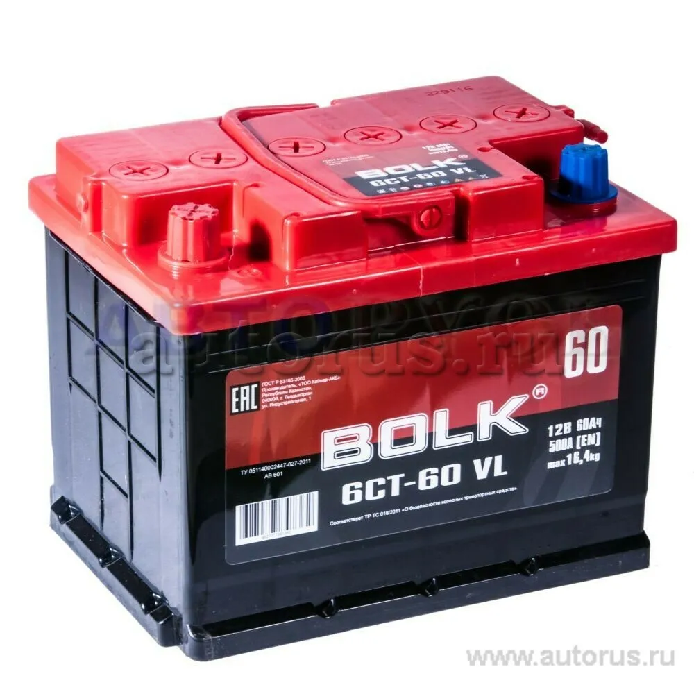 Аккумулятор BOLK Standart 60 Ач прямой L+ 242x175x190 L2 EN 500 А