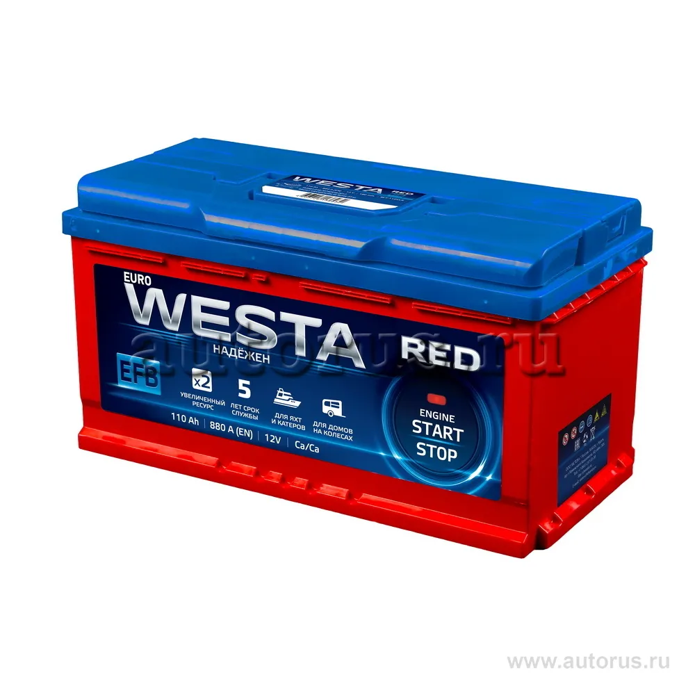 Аккумулятор WESTA RED EFB 110 Ач Обратная 353x175x190 EN880 А