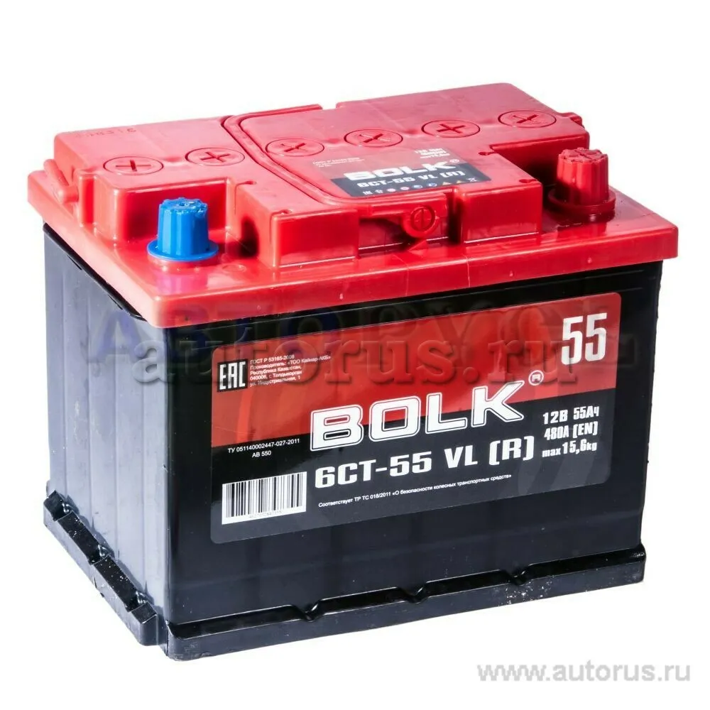 Аккумулятор BOLK Standart 55 Ач обратный R+ 242x175x190 L2 EN 450 А