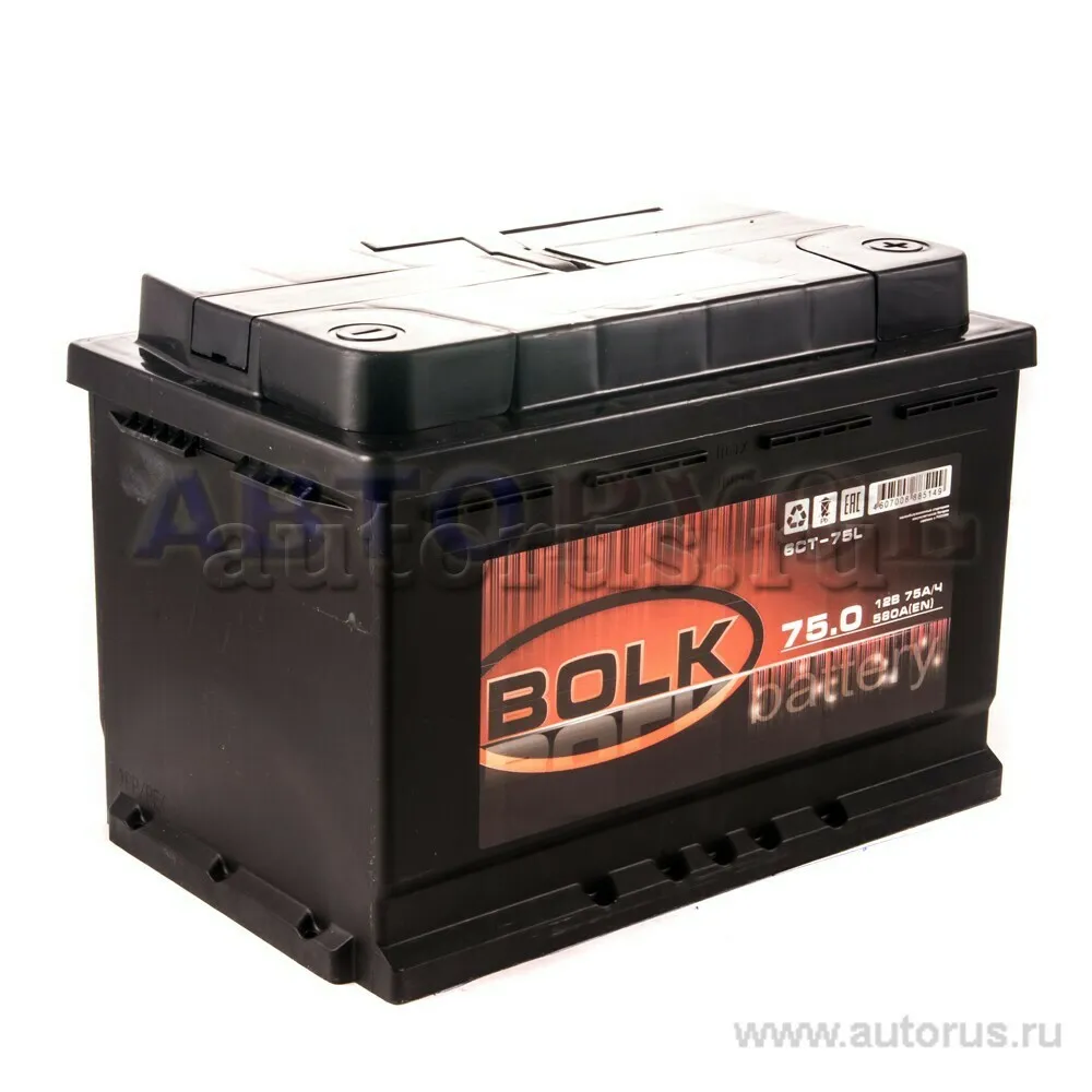 Аккумулятор BOLK BLACK 75 Ач обратный R+ 276x175x190 L3 EN 580 А