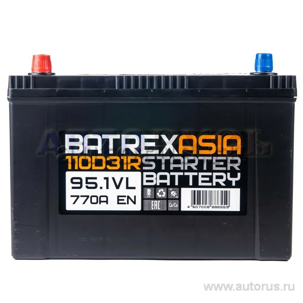 Аккумулятор BATREX ASIA 95 Ач прямая L+ EN 770A, 306x173x221 6CT-95.1 6CT-95.1 LA