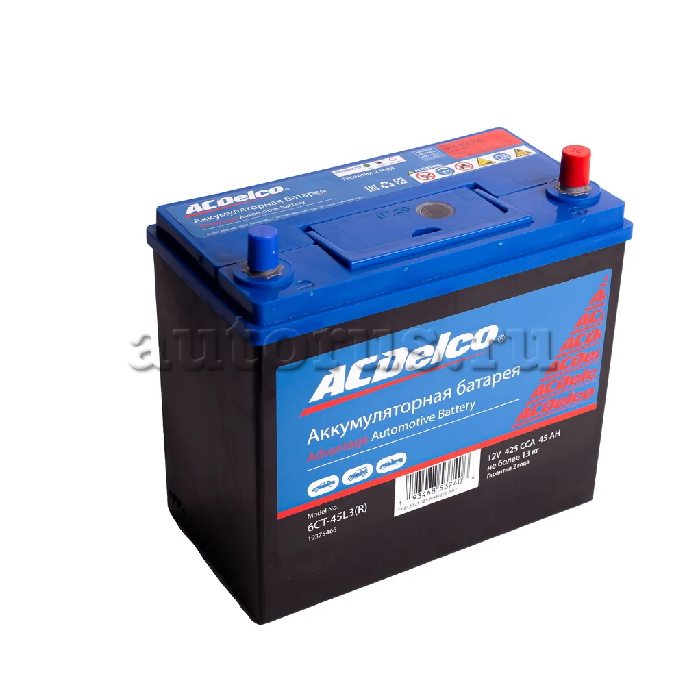 Аккумулятор ACDelco 45 Ач обратная R+ 238x129x225 EN425 А