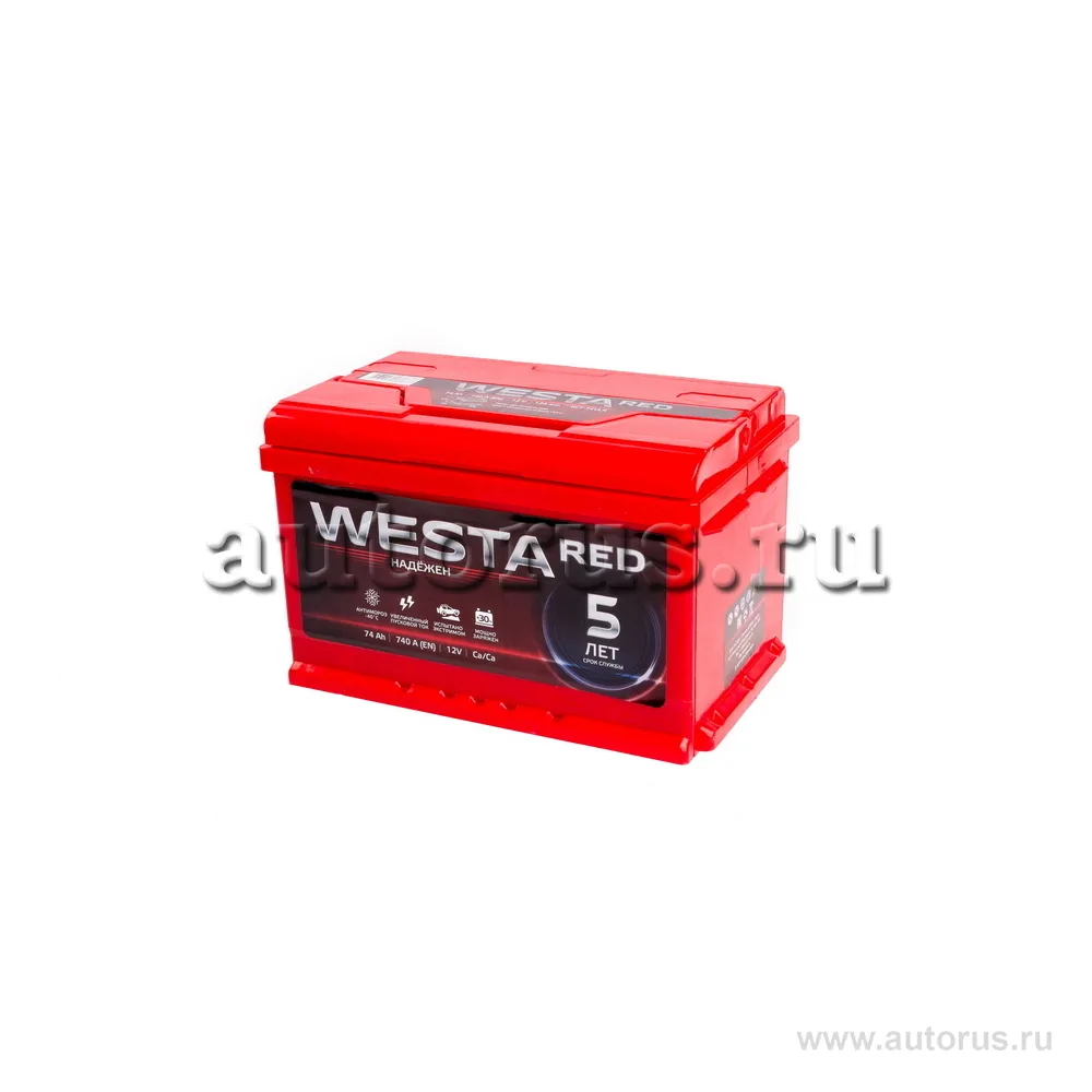 Аккумулятор WESTA RED 74 Ач Обратная 276x175x175 EN760 А