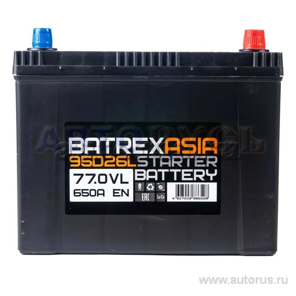 Аккумулятор BATREX ASIA 77 Ач обратная R+ EN 650A, 260x173x221 6CT-77.0 6CT-77.0 LA