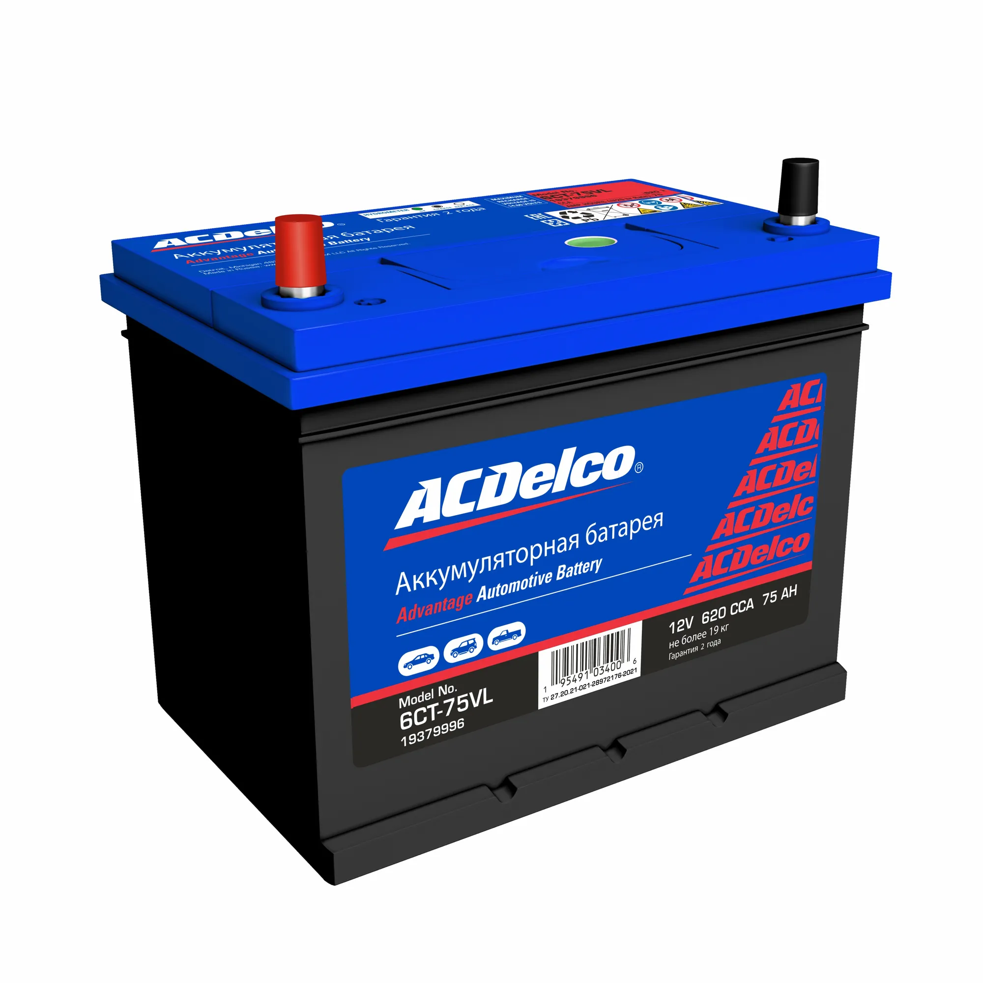 Аккумулятор ACDelco 75 Ач Прямая 260x175x225 EN620 А