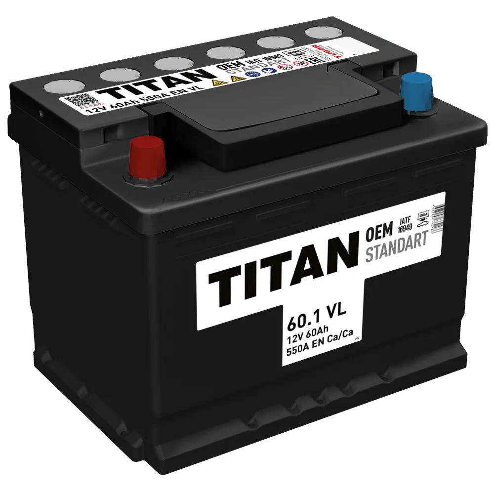 Аккумулятор TITAN STANDART 60 Ач Прямая L+ 242x175x190 EN550 А