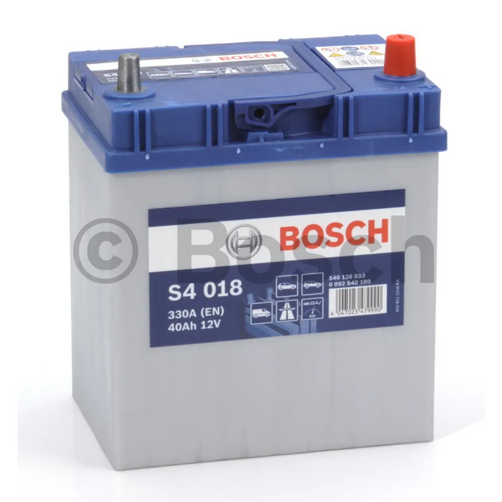 Аккумулятор BOSCH Siler JIS 40 Ач обратная R+ 187x127x227 EN330 А