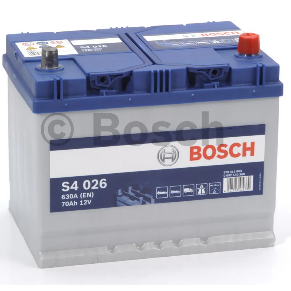 Аккумулятор BOSCH Siler JIS 70 Ач обратная R+ 261x175x220 EN630 А