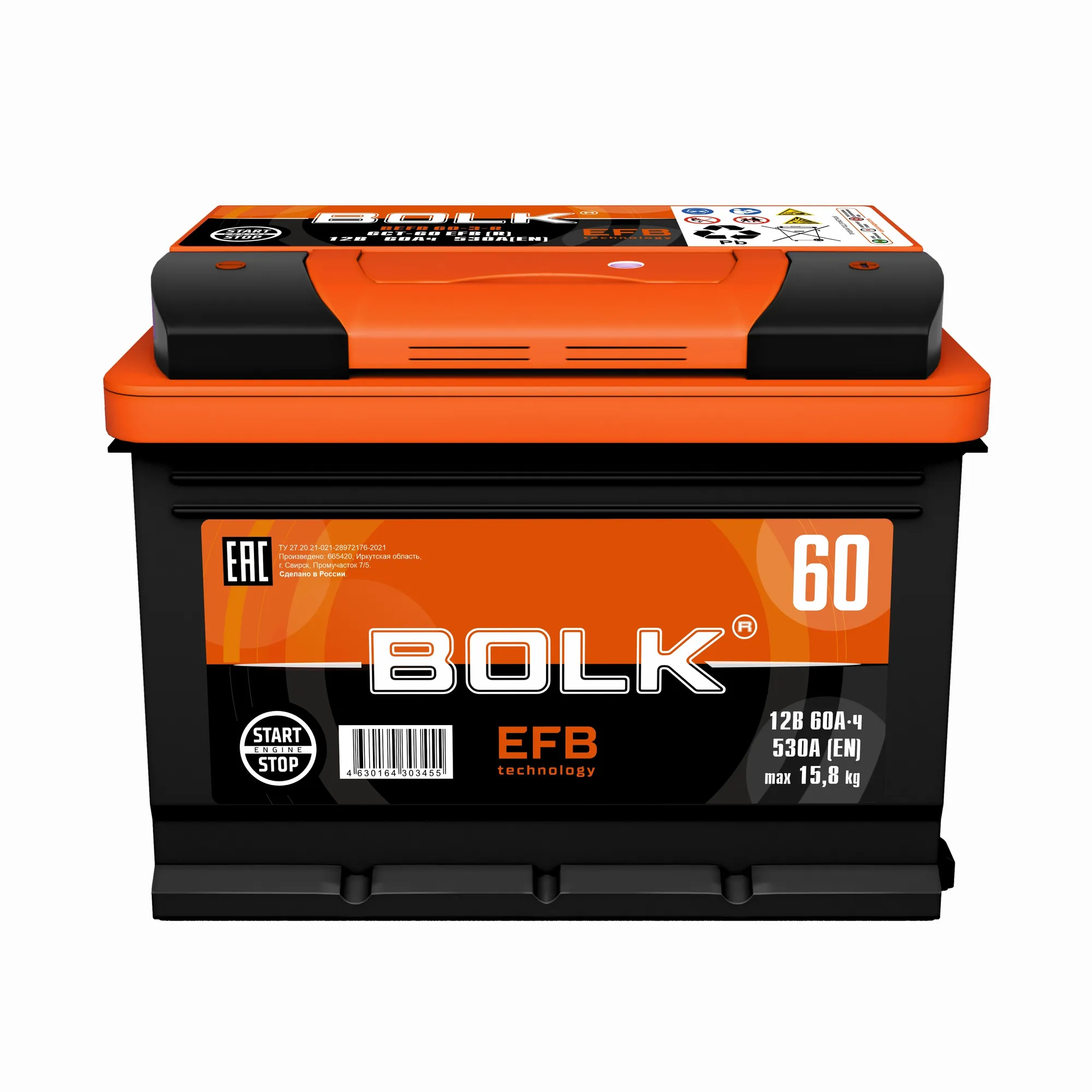 Аккумулятор BOLK EFB Stop&Go 60 Ач обратный R+ 242x175x190 L2 EN 530 А