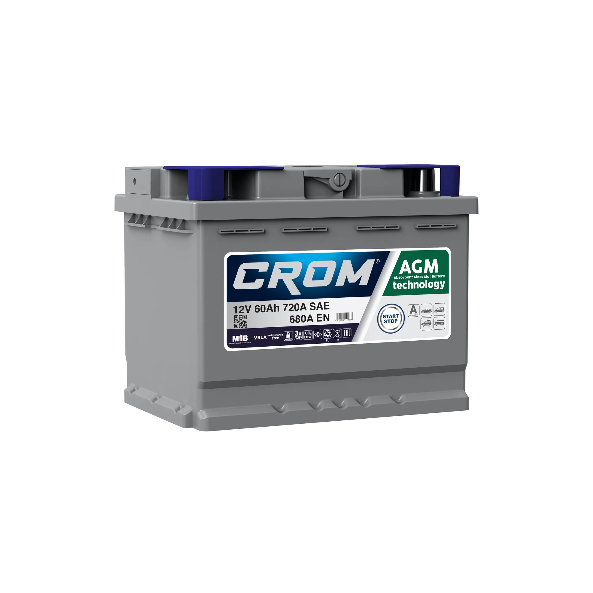 Аккумулятор CROM AGM 60 Ач Обратная 242x175x190 EN680 А