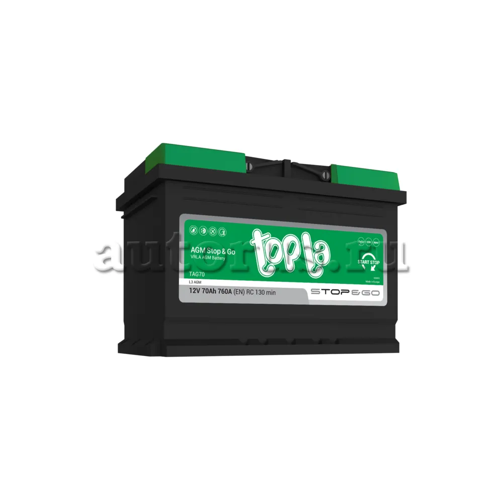 Аккумулятор TOPLA AGM Stop&Go L3 70 Ач обратная R+ 278x175x190 EN760 А