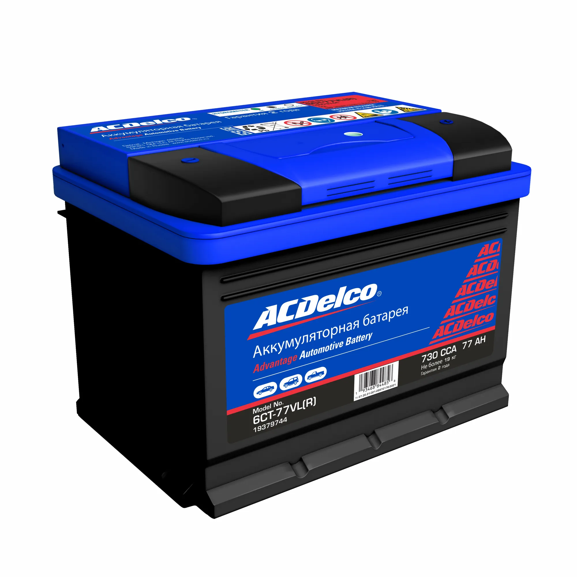 Аккумулятор ACDelco 77 Ач обратная R+ 278x175x190 EN730 А