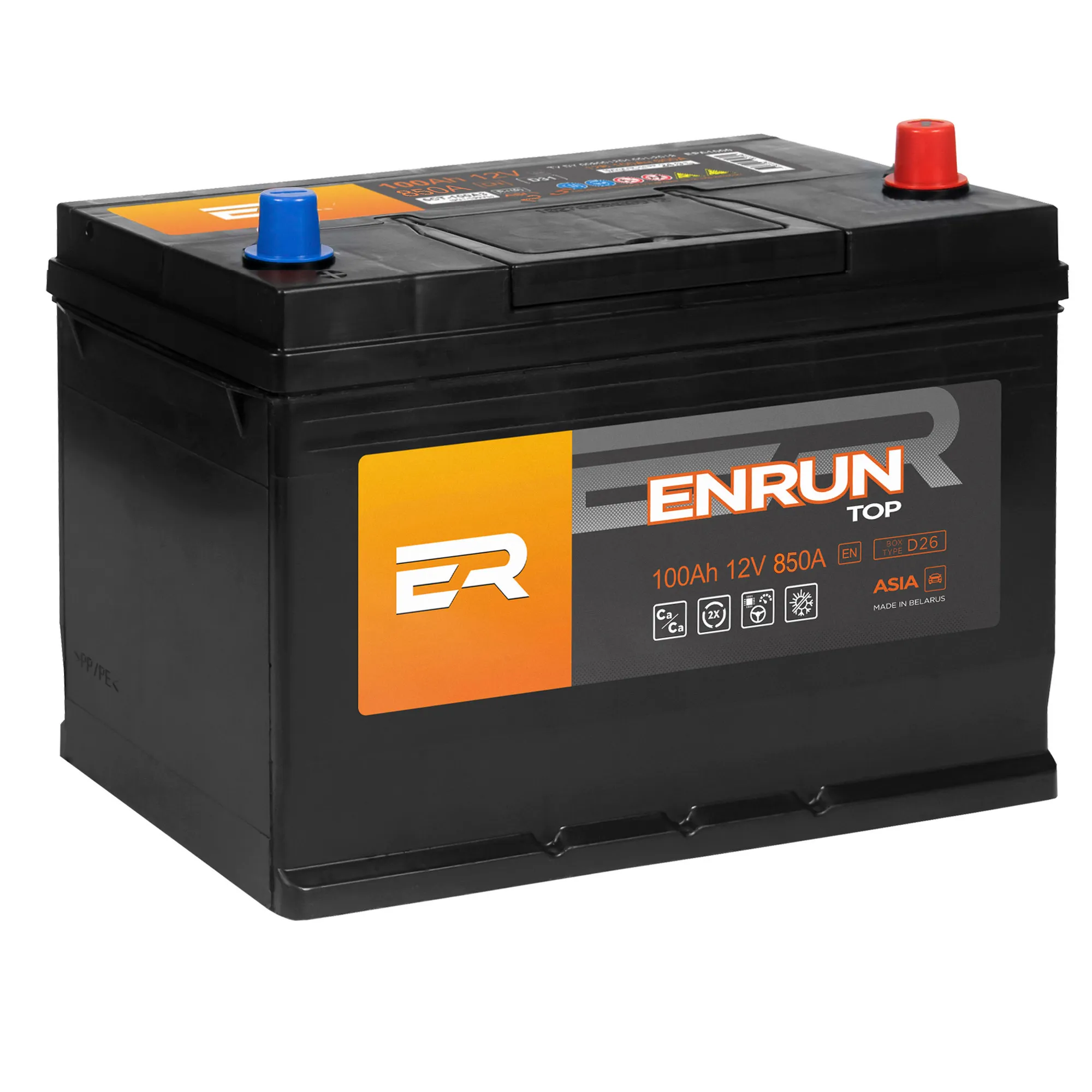 Аккумулятор ENRUN JIS TOP 100 Ач Обратная R+ 303x175x225 EN850 А