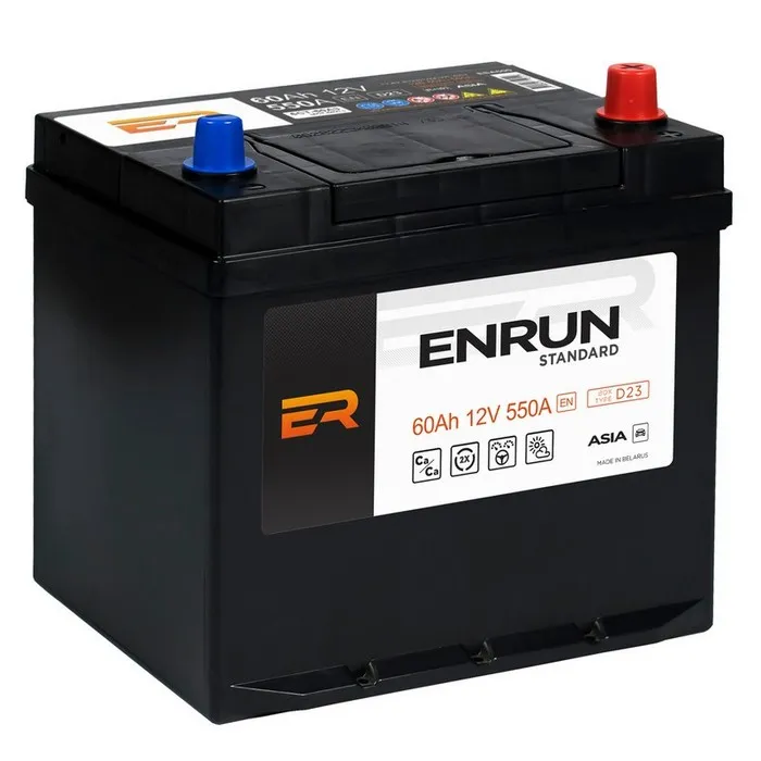 Аккумулятор ENRUN JIS 60 Ач Обратная R+ 230x179x225 EN580 А