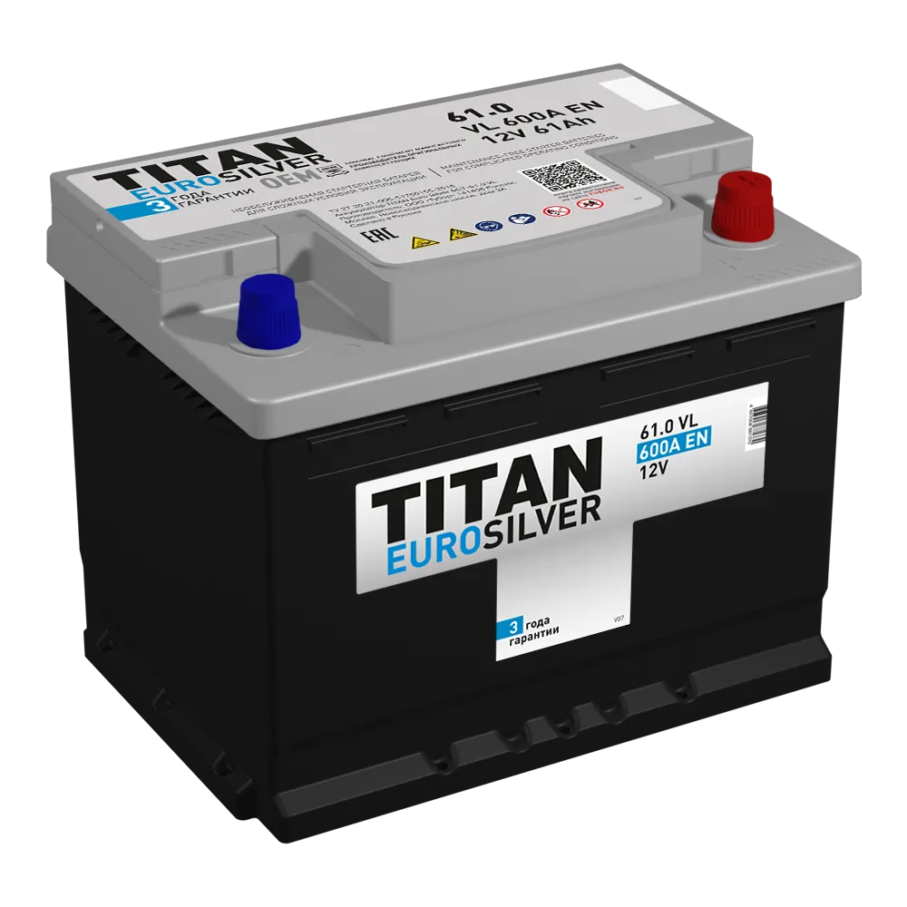 Аккумулятор TITAN EUROSILER 61 Ач Обратная R+ 242х175х190 EN600 A