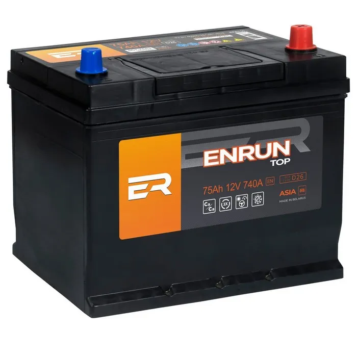 Аккумулятор ENRUN JIS TOP 75 Ач Обратная R+ 261x175x225 EN740 А