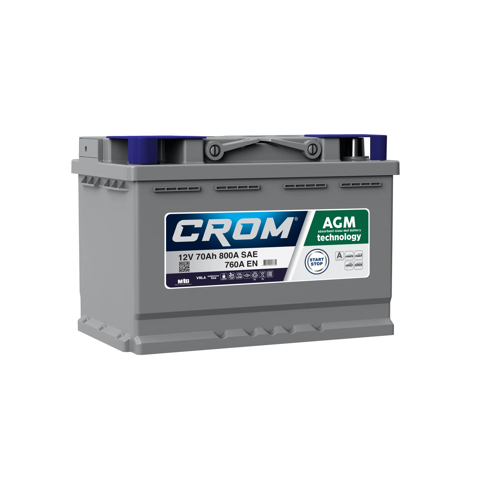 Аккумулятор CROM AGM 70 Ач Обратная 278x175x190 EN760 А