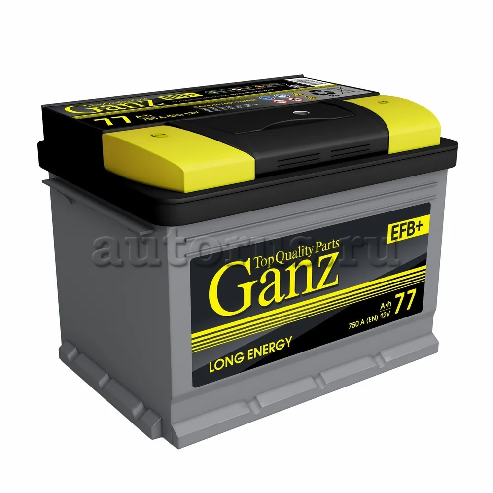 Аккумулятор GANZ EFB 77 Ач обратная R+ 278x175x190 EN750 А