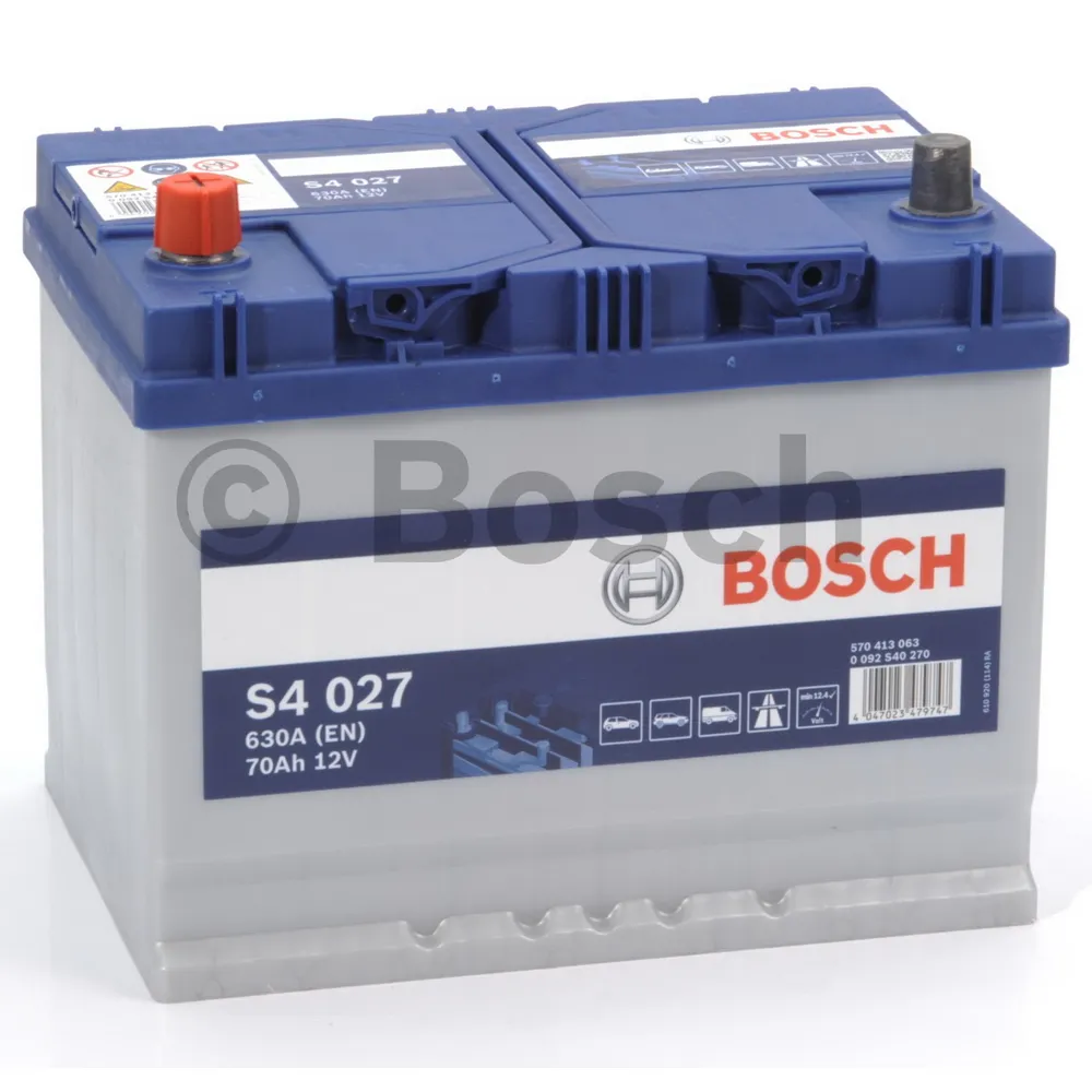 Аккумулятор BOSCH Siler JIS 70 Ач прямая L+ 261x175x220 EN630 А