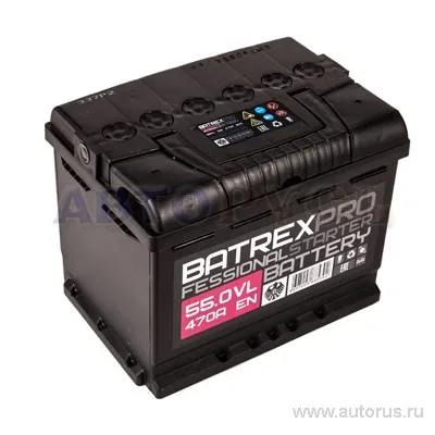 Аккумулятор BATREX STANDART 55 Ач обратная R+ EN 470A, 242x175x190 6СТ-55.0 6CT-55.0 L