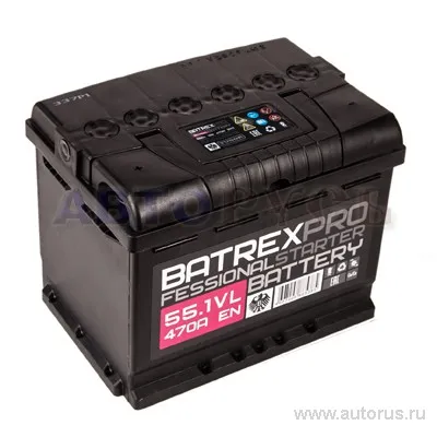 Аккумулятор BATREX STANDART 55 Ач прямая L+ EN 470A, 242x175x190 6СТ-55.1 6CT-55.1 L