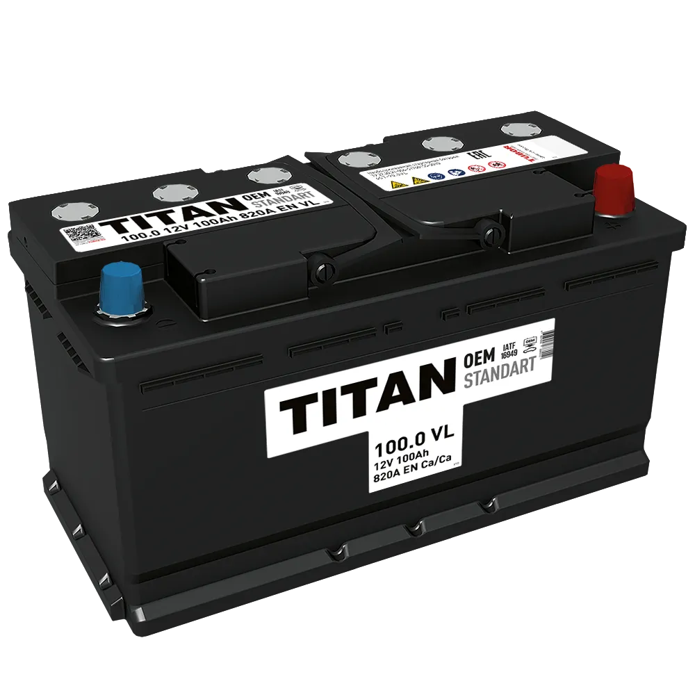 Аккумулятор TITAN STANDART 100 Ач Обратная R+ 352x175x190 EN820 А