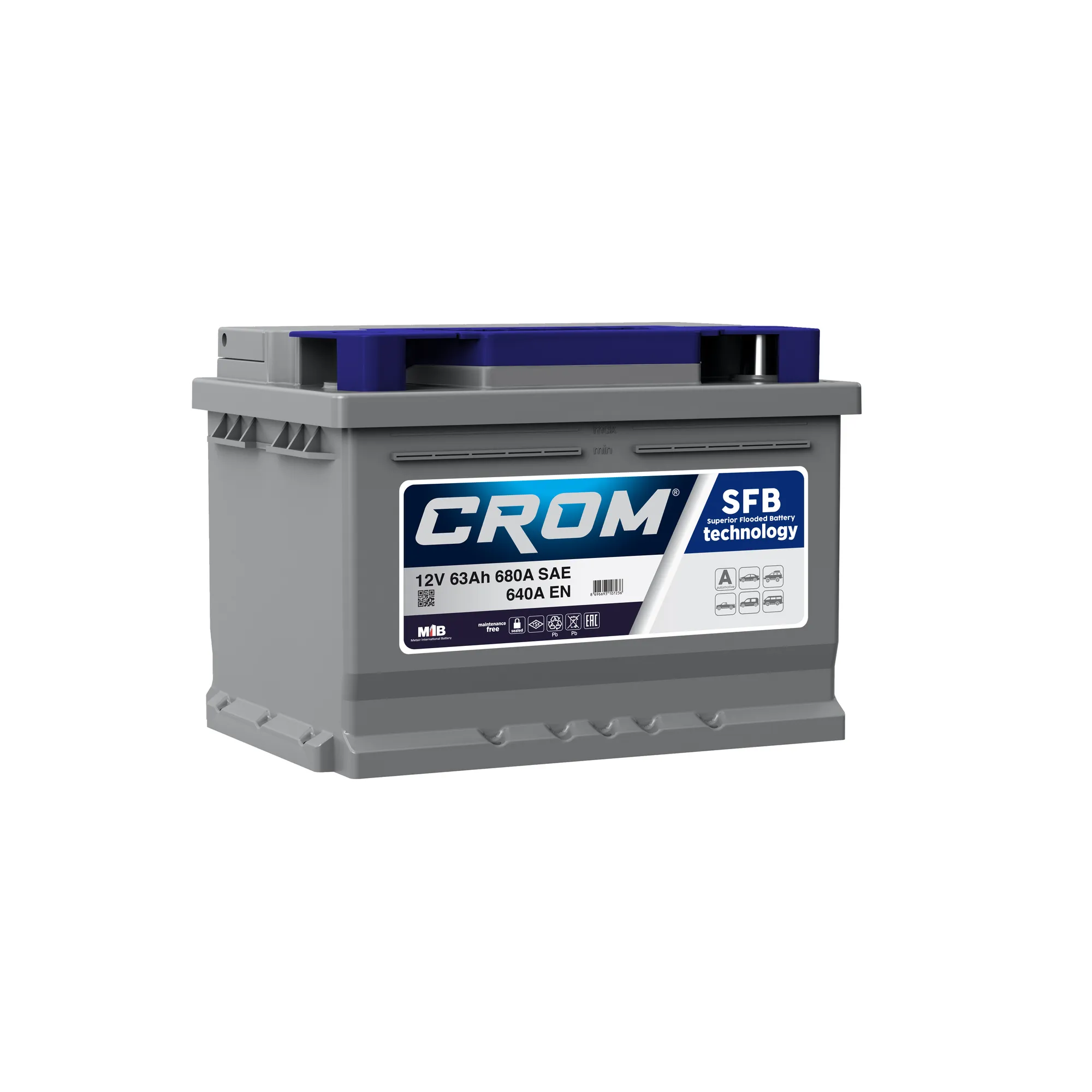 Аккумулятор CROM 63 Ач Обратная 242x175x190 EN640 А