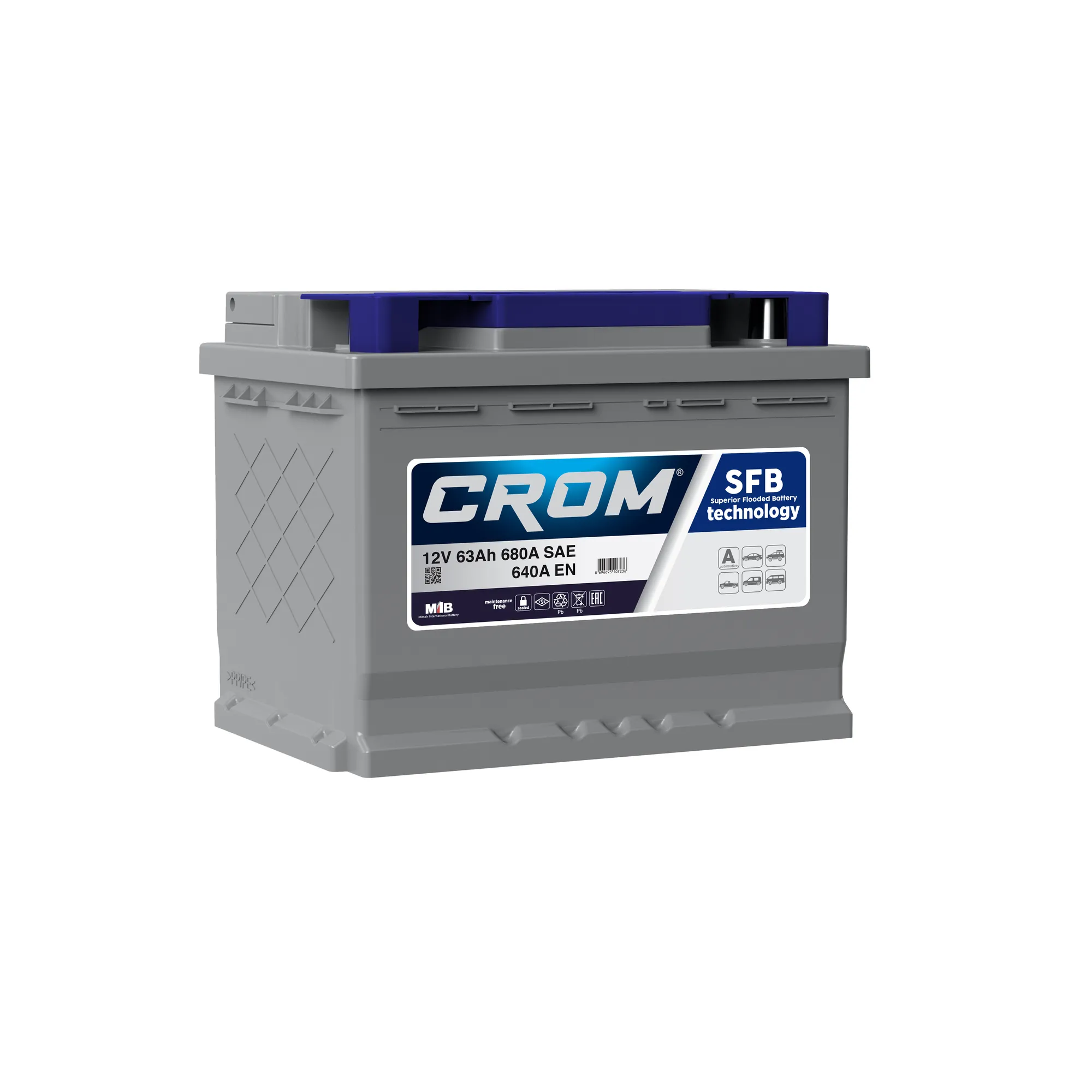 Аккумулятор CROM 63 Ач Обратная 242x175x190 EN640 А