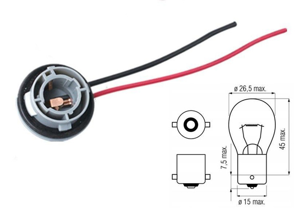 Патрон P21W лампы 1156 для цоколя BA15s (герметичная фишка) - 1 шт