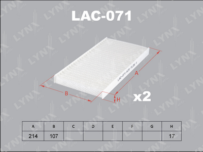 LAC071 LYNXauto Фильтр, воздух во внутренном пространстве