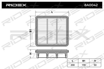 8A0042 RIDEX Воздушный фильтр