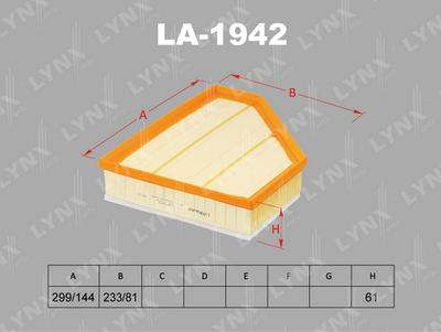 LA1942 LYNXauto Воздушный фильтр