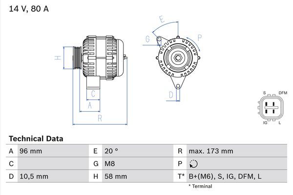 0986082040 BOSCH Генератор