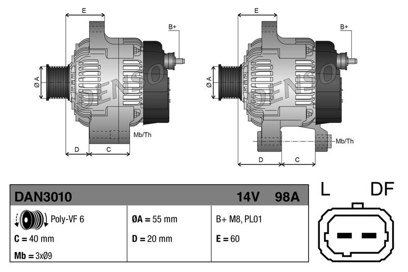 DAN3010 DENSO Генератор