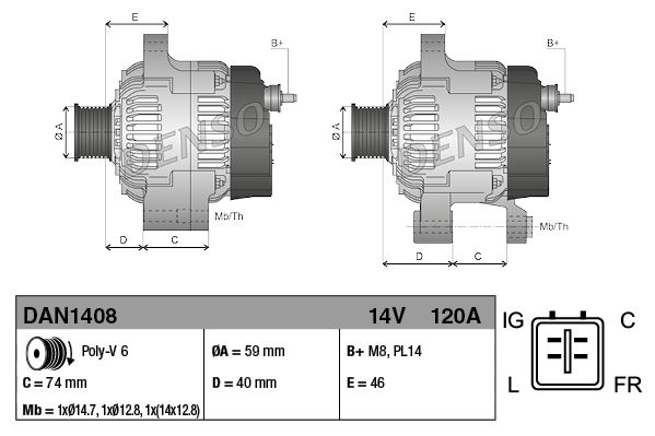 DAN1408 DENSO Генератор