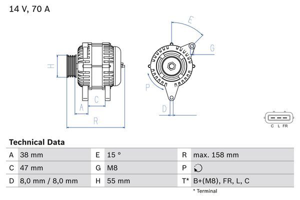 0986083510 BOSCH Генератор