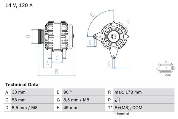 0986084100 BOSCH Генератор