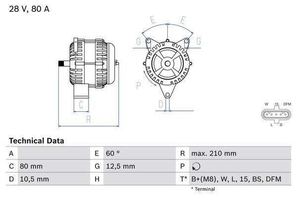 0986048100 BOSCH Генератор