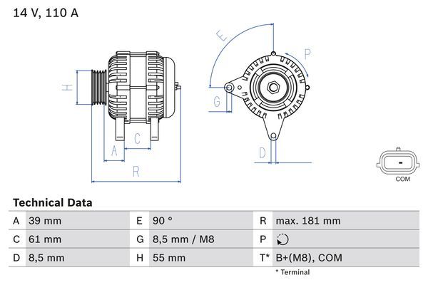 0986080800 BOSCH Генератор
