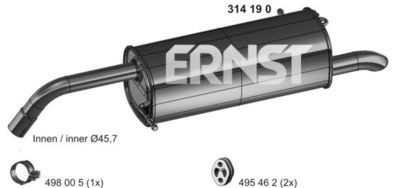 314190 ERNST Глушитель выхлопных газов конечный