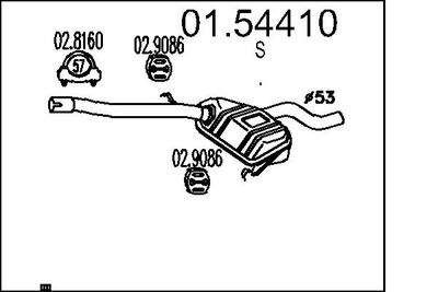 0154410 MTS Средний глушитель выхлопных газов