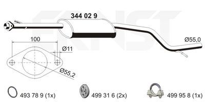 344029 ERNST Средний глушитель выхлопных газов