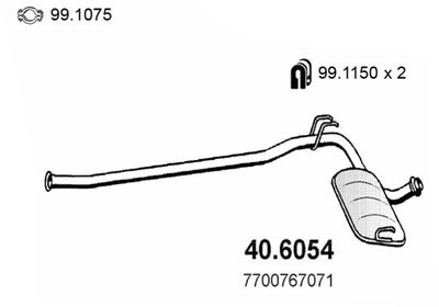 406054 ASSO Средний глушитель выхлопных газов